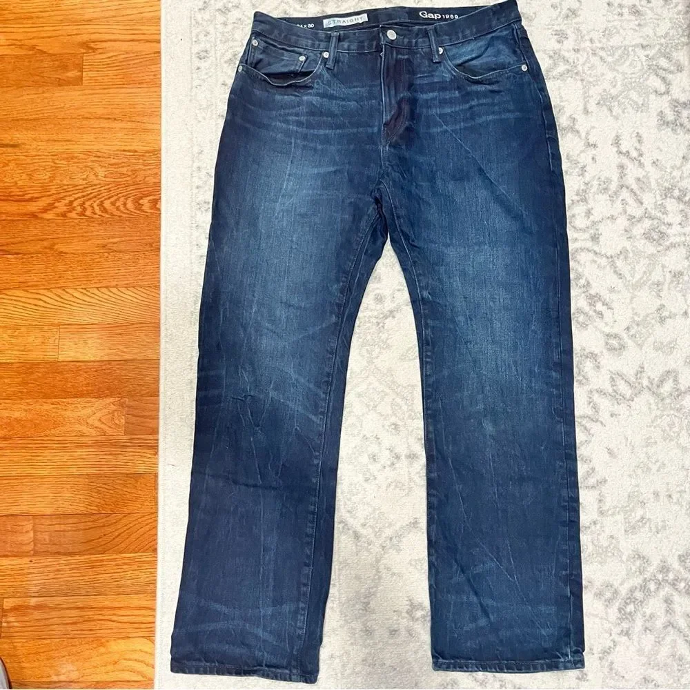 Gap Jeans Straight Dark Blue Black (Knox) Size 34 x 30